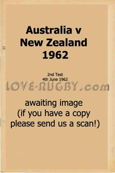 1962 Australia v New Zealand  Rugby Programme